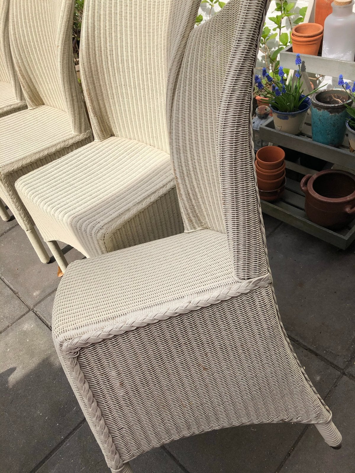 Lloyd Loom stoelen vier stuks met kussentjes, Ophalen, Gebruikt, Overige kleuren, Riet of Rotan