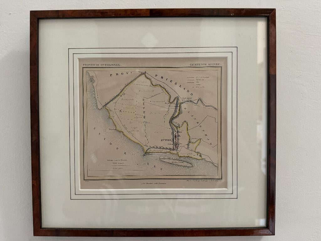 Schitterende Litho Kuinre Overijssel 1867 in lijst, Antiek en Kunst, Kunst | Litho's en Zeefdrukken, Ophalen of Verzenden