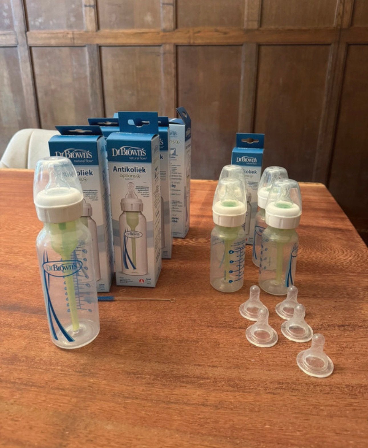 Complete set Dr. Brown’s Options+ anti-koliek flesjes, Kinderen en Baby's, Babyvoeding en Toebehoren, Ophalen of Verzenden, Zo goed als nieuw