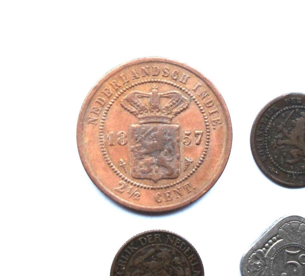 Nederland en NL overzee lot met 20 munten (oud en modern), Ophalen of Verzenden, Koningin Wilhelmina, Overige waardes