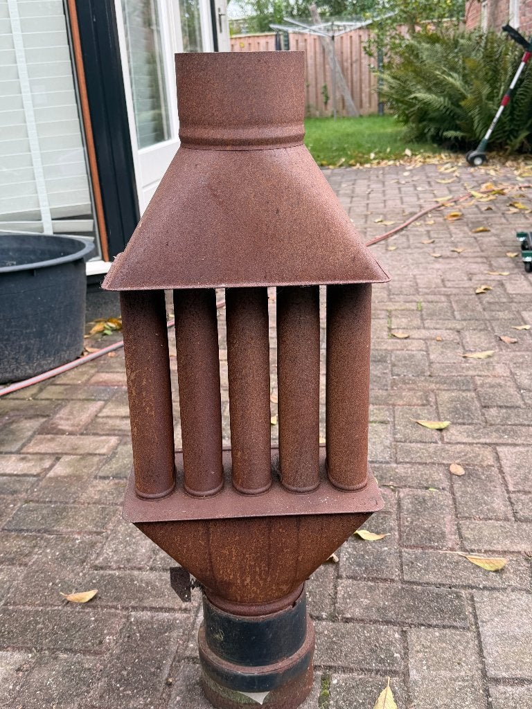 Houtkachel warmtewisselaar 5 buizen + verloop 150-130 mm, Huis en Inrichting, Kachels, Ophalen, Gebruikt, Hout, Houtkachel
