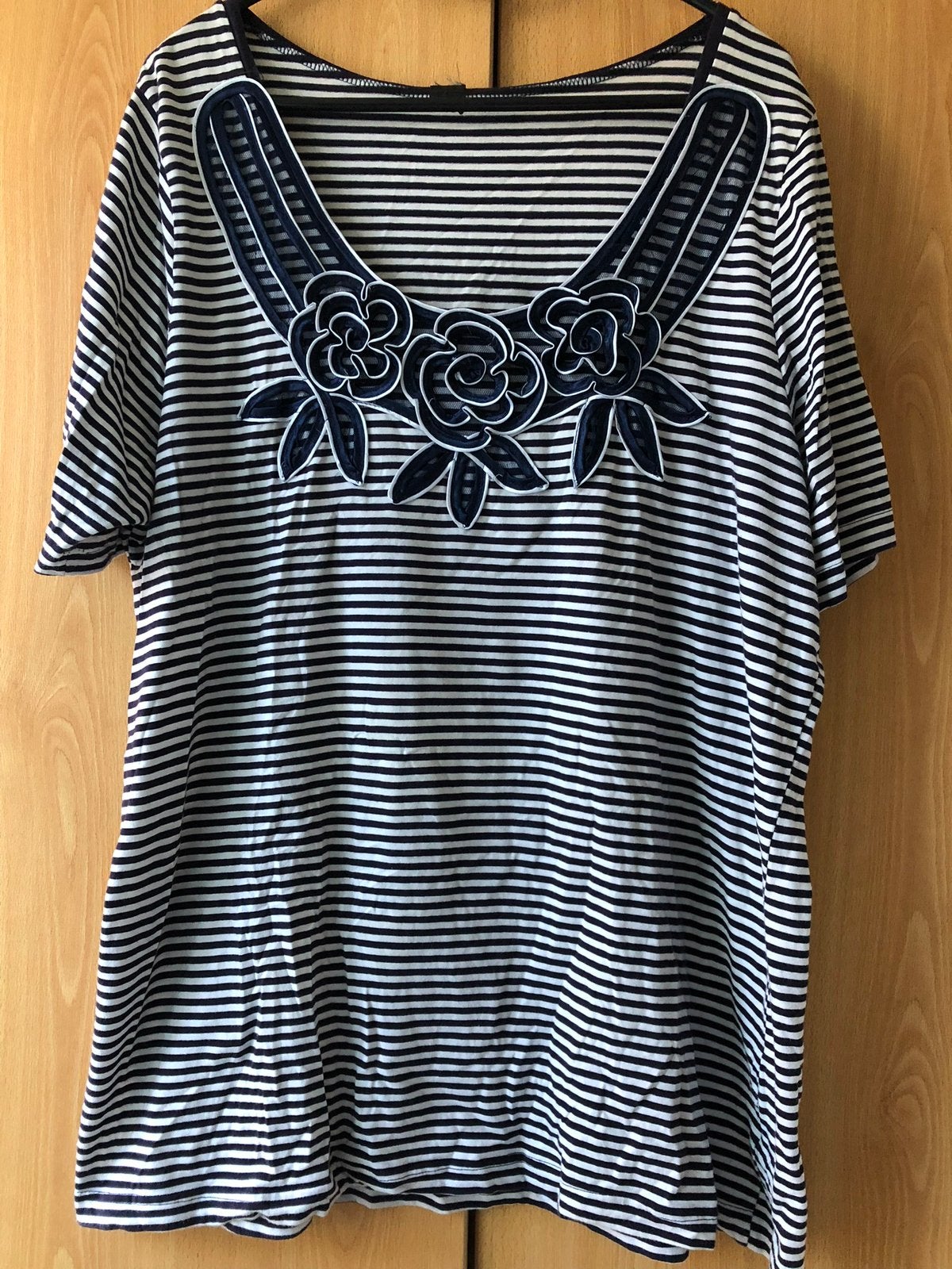 Shirt gestreept, Kleding | Dames, T-shirts, Zo goed als nieuw, Maat 46/48 (XL) of groter, Blauw, Korte mouw, Ophalen of Verzenden