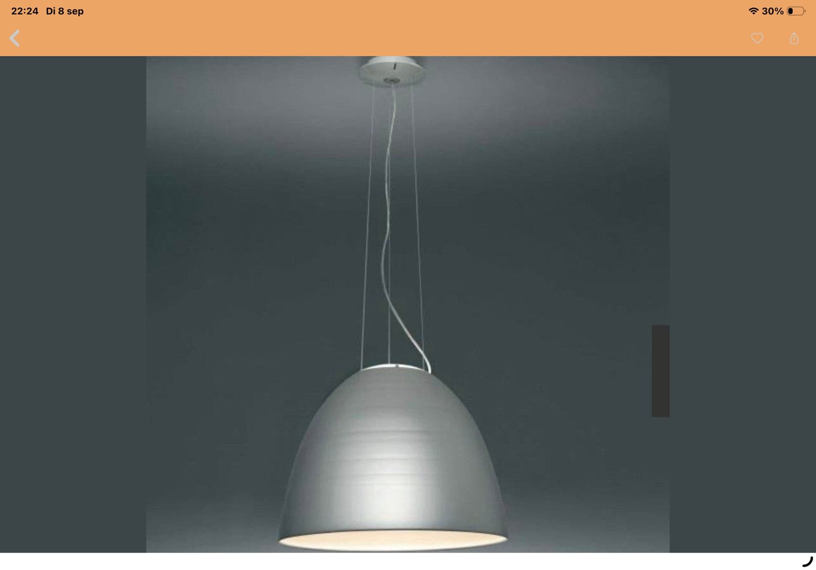 Artemide nur, design hanglamp, Huis en Inrichting, Ophalen, Zo goed als nieuw, Metaal, Design modern