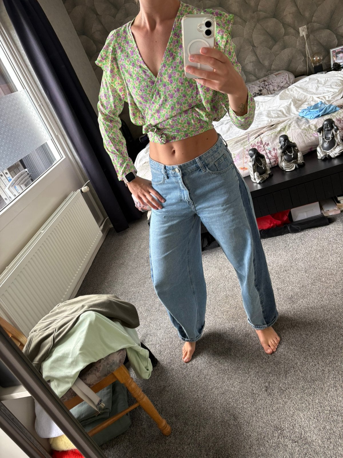 Croptop blousje met print, Kleding | Dames, Verzenden, Gedragen, Maat 36 (S), Groen