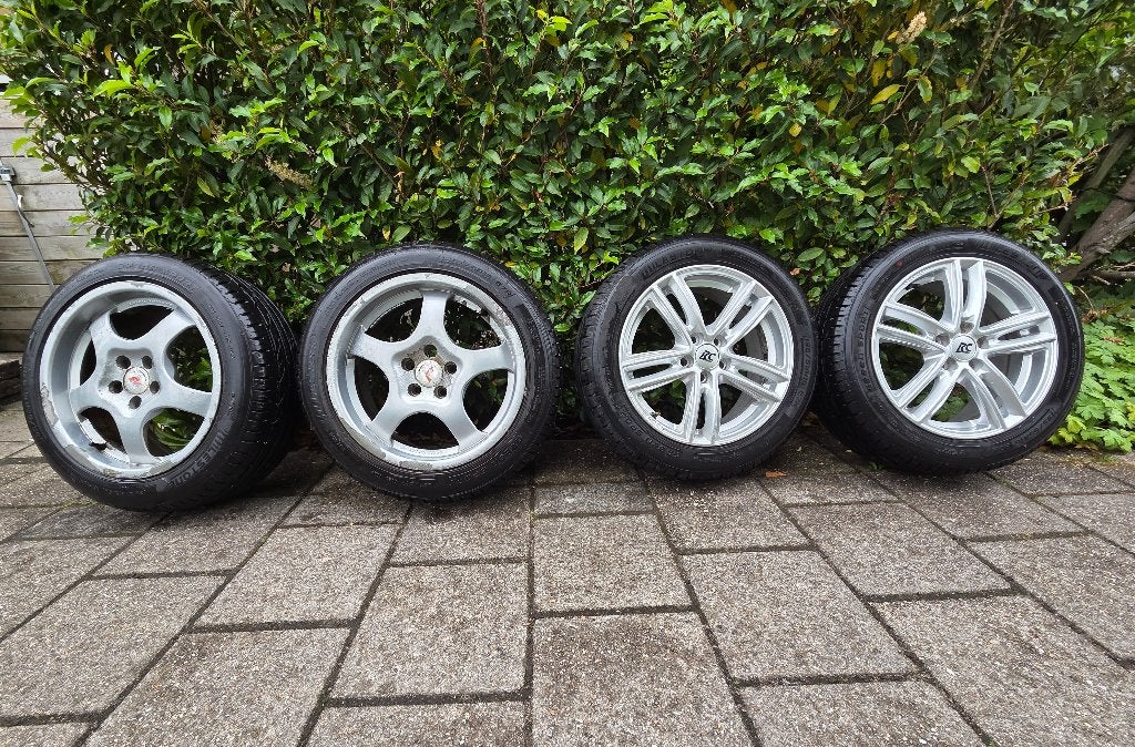 4 velgen (5x100) met Milestone Green Sport 195/55/16 banden, Ophalen, Gebruikt, 16 inch, Banden en Velgen