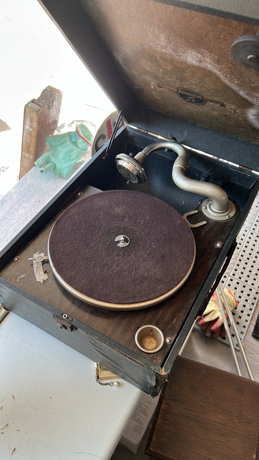 Antieke Majestic Columbia Draagbare Platenspeler, Ophalen, Gebruikt, Platenspeler, Overige merken