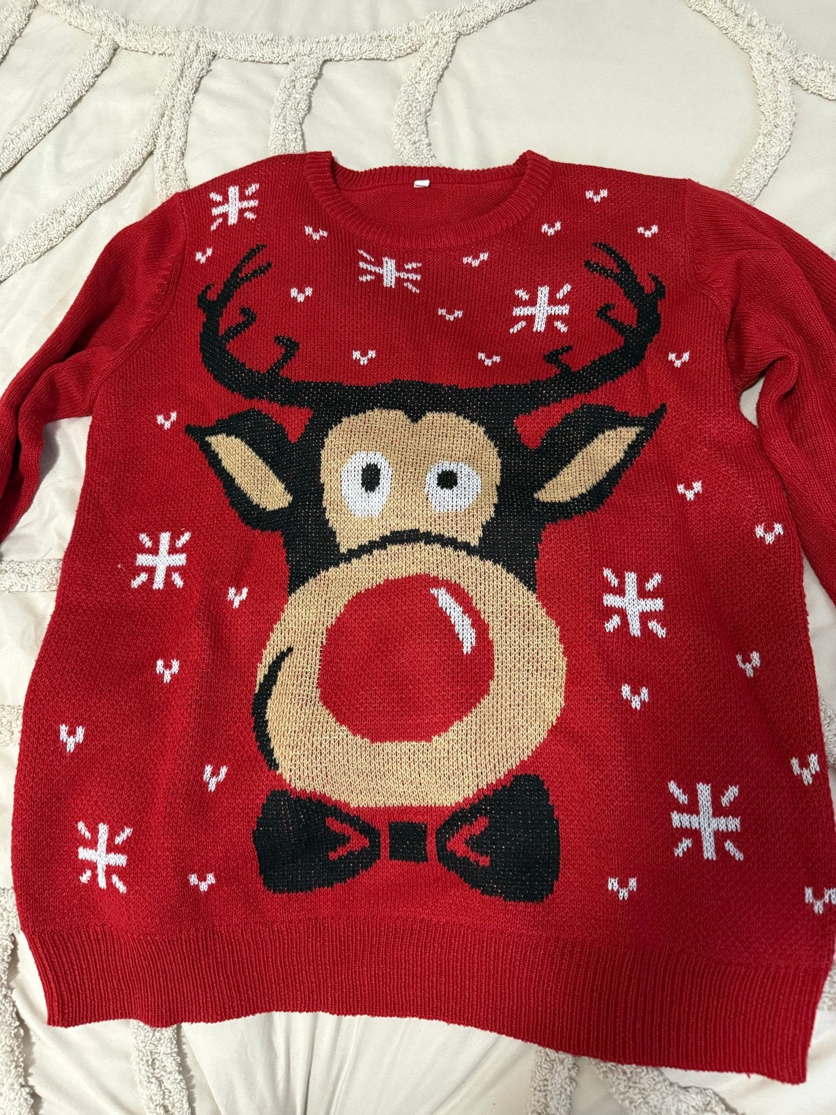 Kersttrui met rendier - Maat L, Ophalen of Verzenden, Zo goed als nieuw, Maat 42/44 (L), Rood