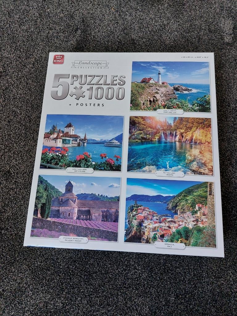 King puzzel 5 stuks van 1000 stukjes, Hobby en Vrije tijd, Denksport en Puzzels, Ophalen of Verzenden, 500 t/m 1500 stukjes, Zo goed als nieuw