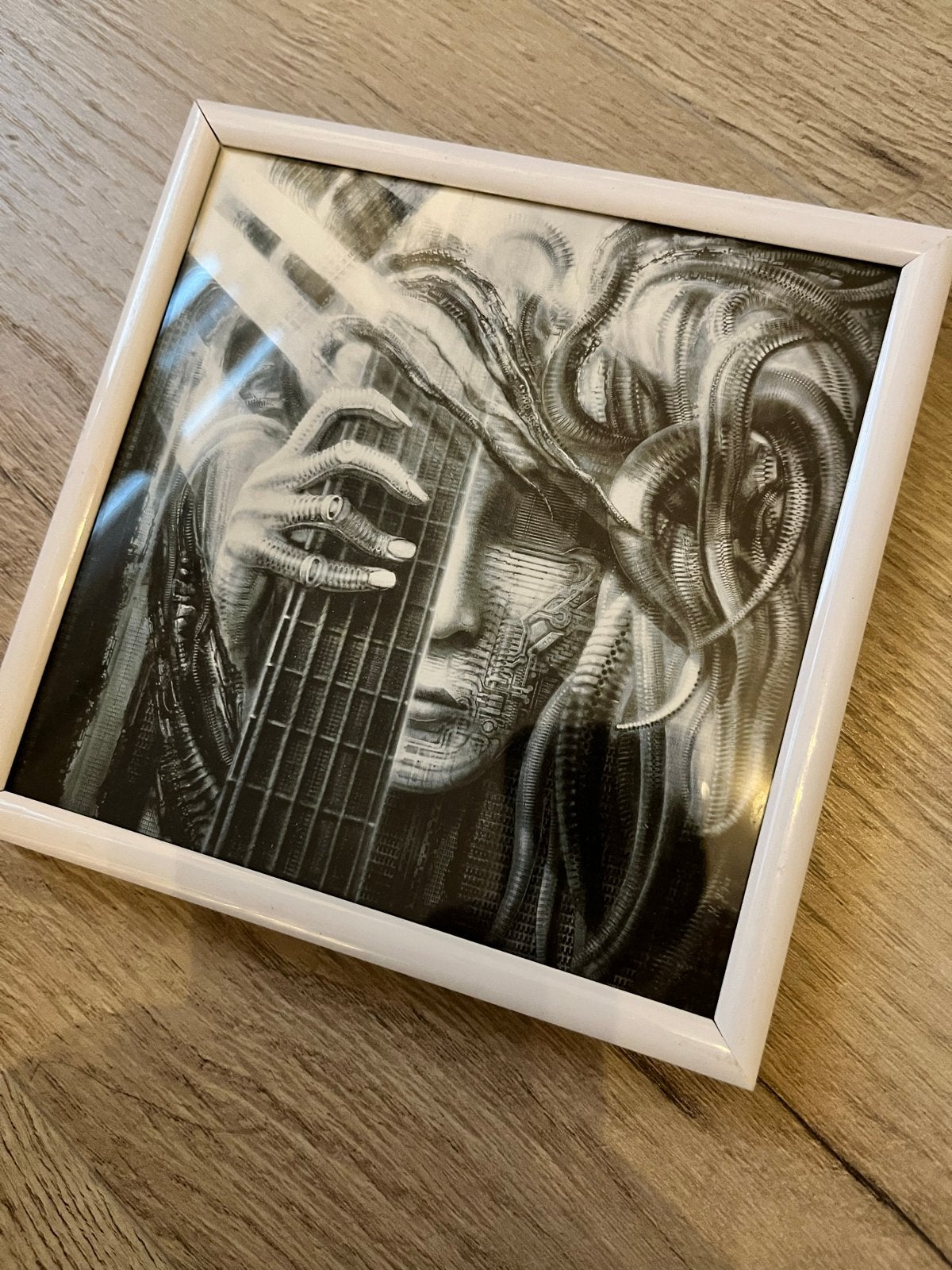 H.R. Giger print in lijstje ca 15 x 15 cm, Verzenden, Print, Print/reproductie, Ingelijst