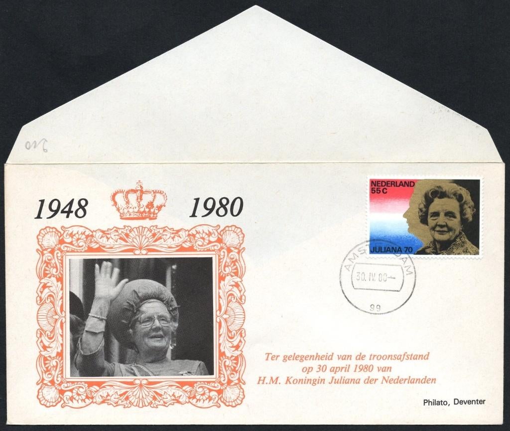Troonsafstand Koningin Juliana - 30 april 1980, Postzegels en Munten, Verzenden, Envelop