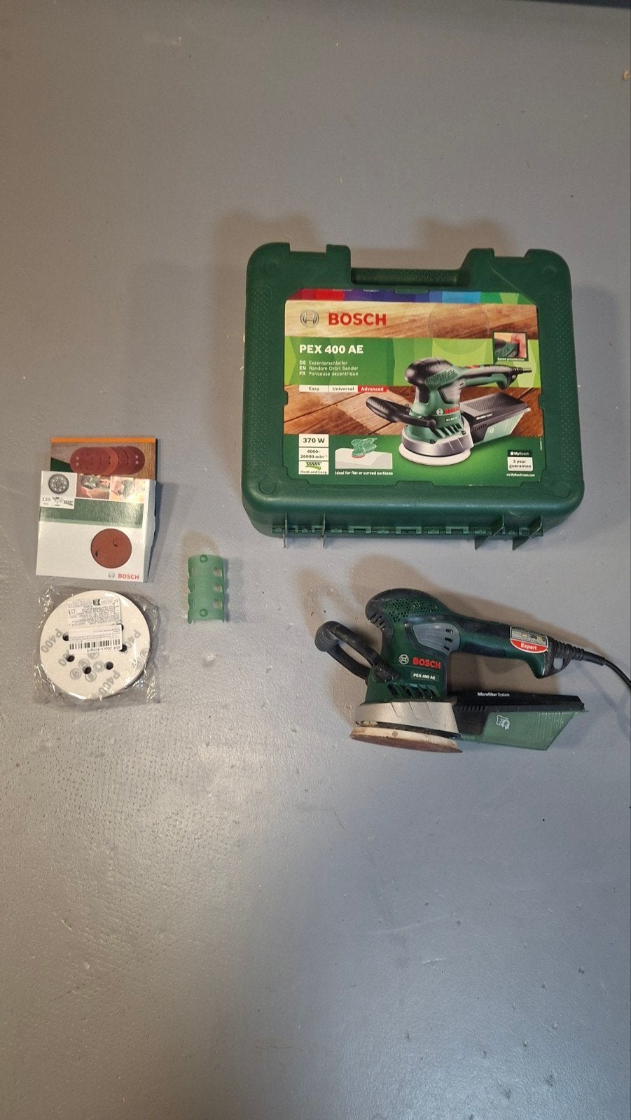 Bosch PEX 400 AE schuurmachines, Doe-het-zelf en Verbouw, Ophalen of Verzenden, Zo goed als nieuw, Minder dan 600 watt, Vlakschuurmachine