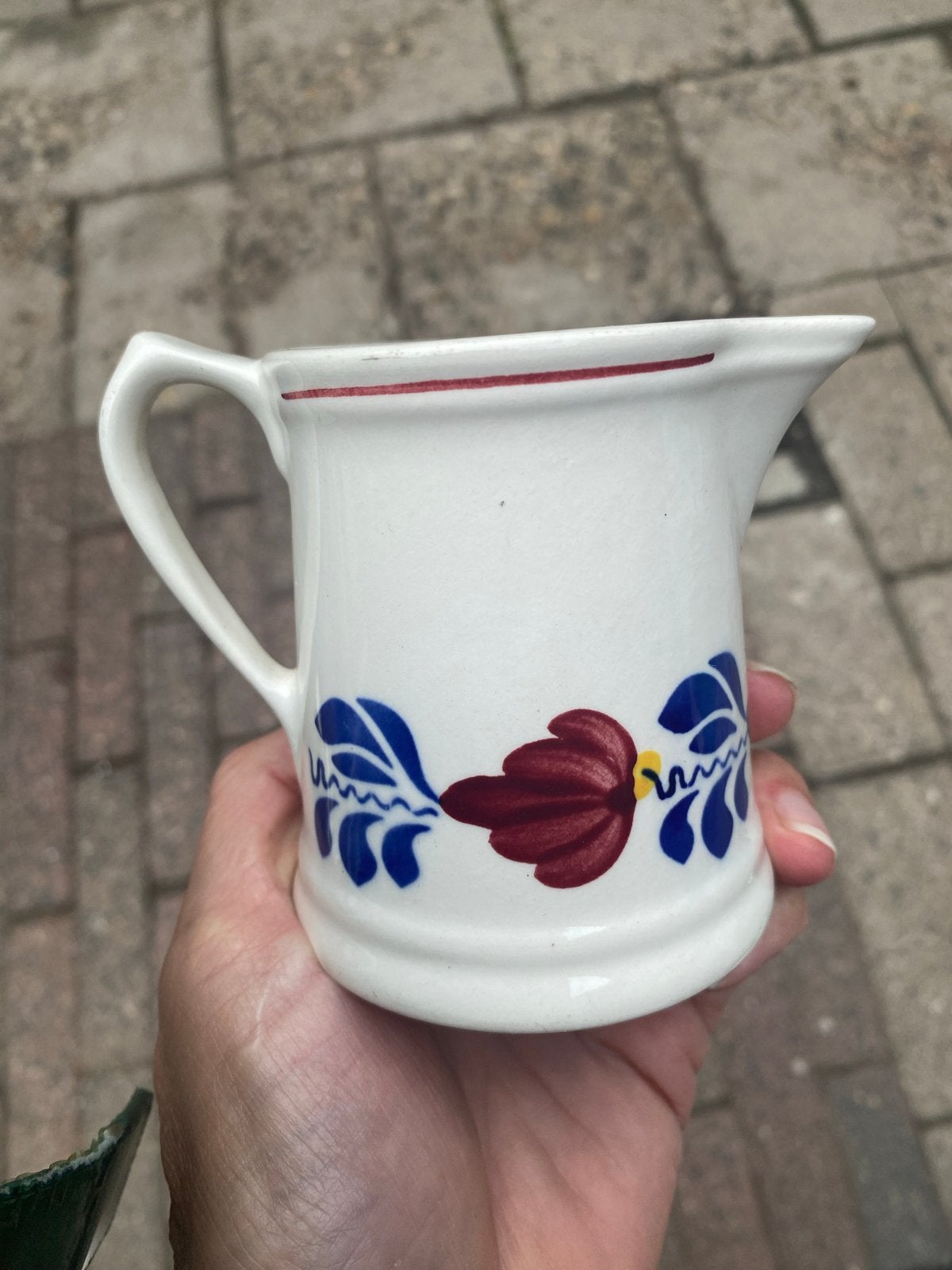 Vintage Melkkannetje met Bloemenpatroon, Ophalen of Verzenden