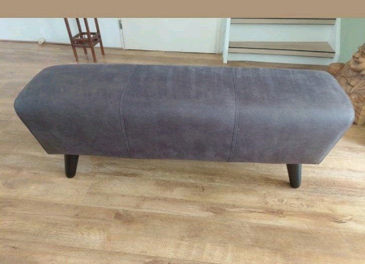 Lederen antraciet hocker Felix 120x40x45 cm, Ophalen, 125 cm of meer, Leer, Zo goed als nieuw