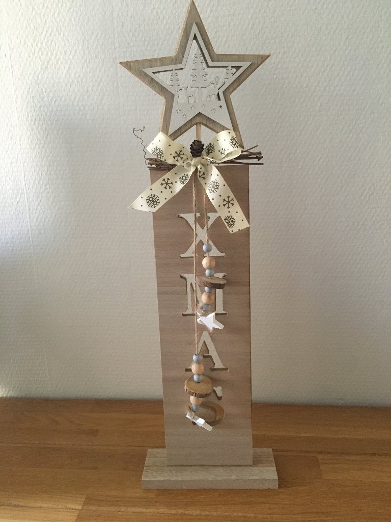 kerst houten xmas decoratie ster op voet, Ophalen of Verzenden, Nieuw