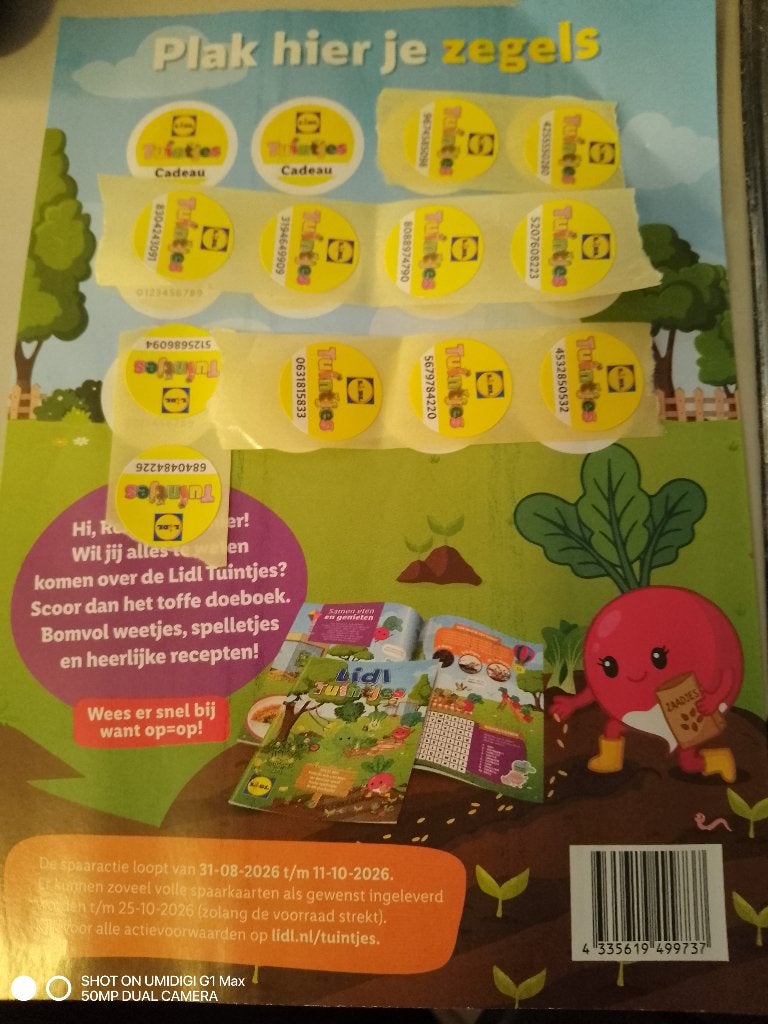 Lidl Tuintjes 1 Volle Spaarkaart 11 zegels, Lidl, Ophalen
