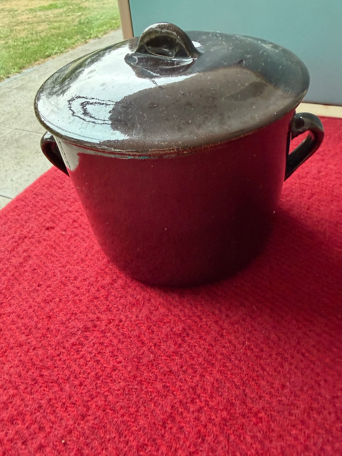 Vintage Durofeu aardewerken kookpot met deksel, Ophalen of Verzenden