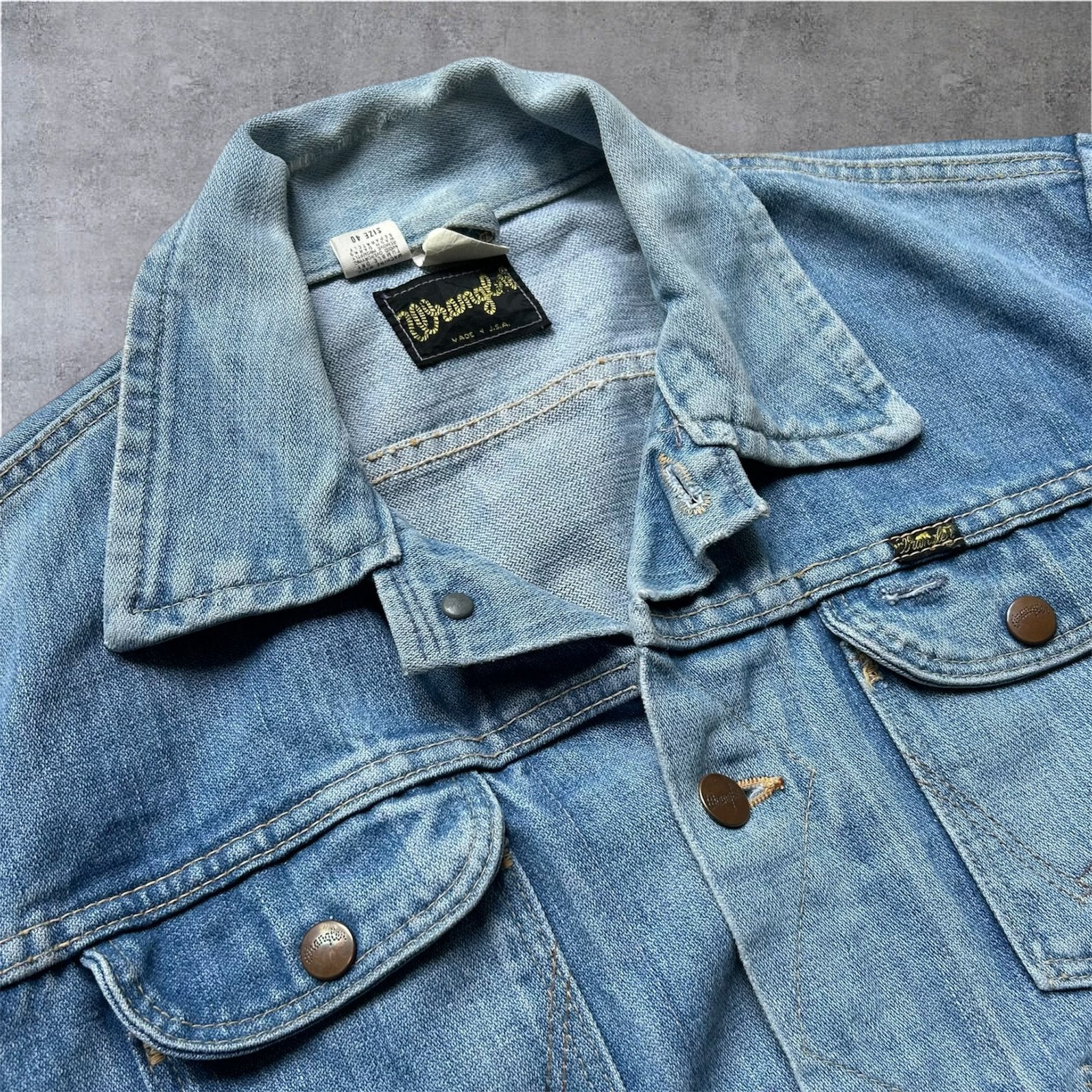 Wrangler Vintage 70 Made USA Denim Jack Jas Levi’s Big E RRL, Kleding | Heren, Ophalen of Verzenden, Zo goed als nieuw, Blauw