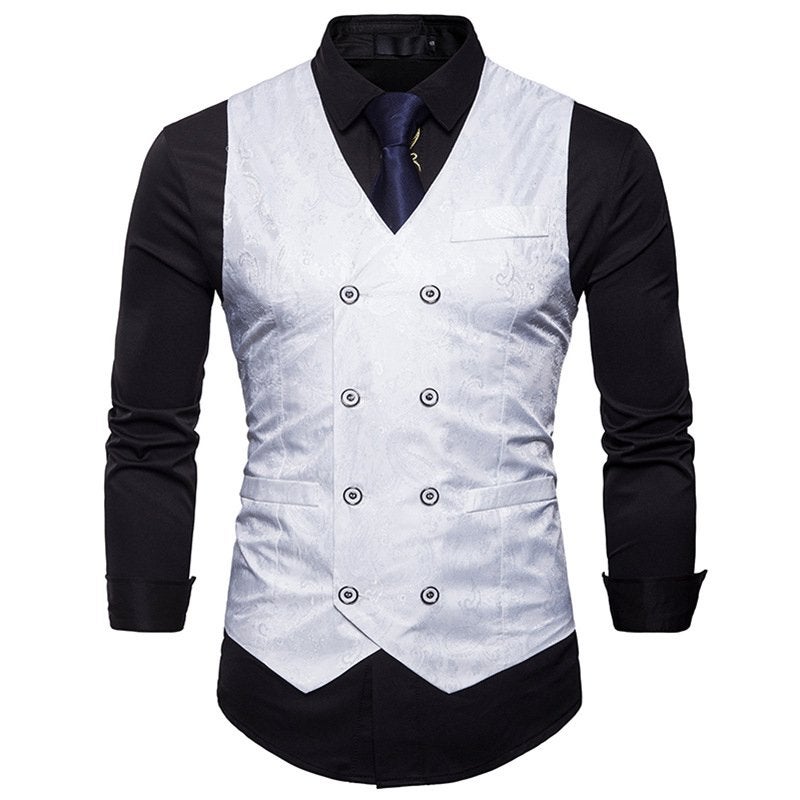Wit paisley double breasted heren gilet / giletje klassiek, Kleding | Heren, Verzenden, Nieuw, Overige maten, Overige thema's