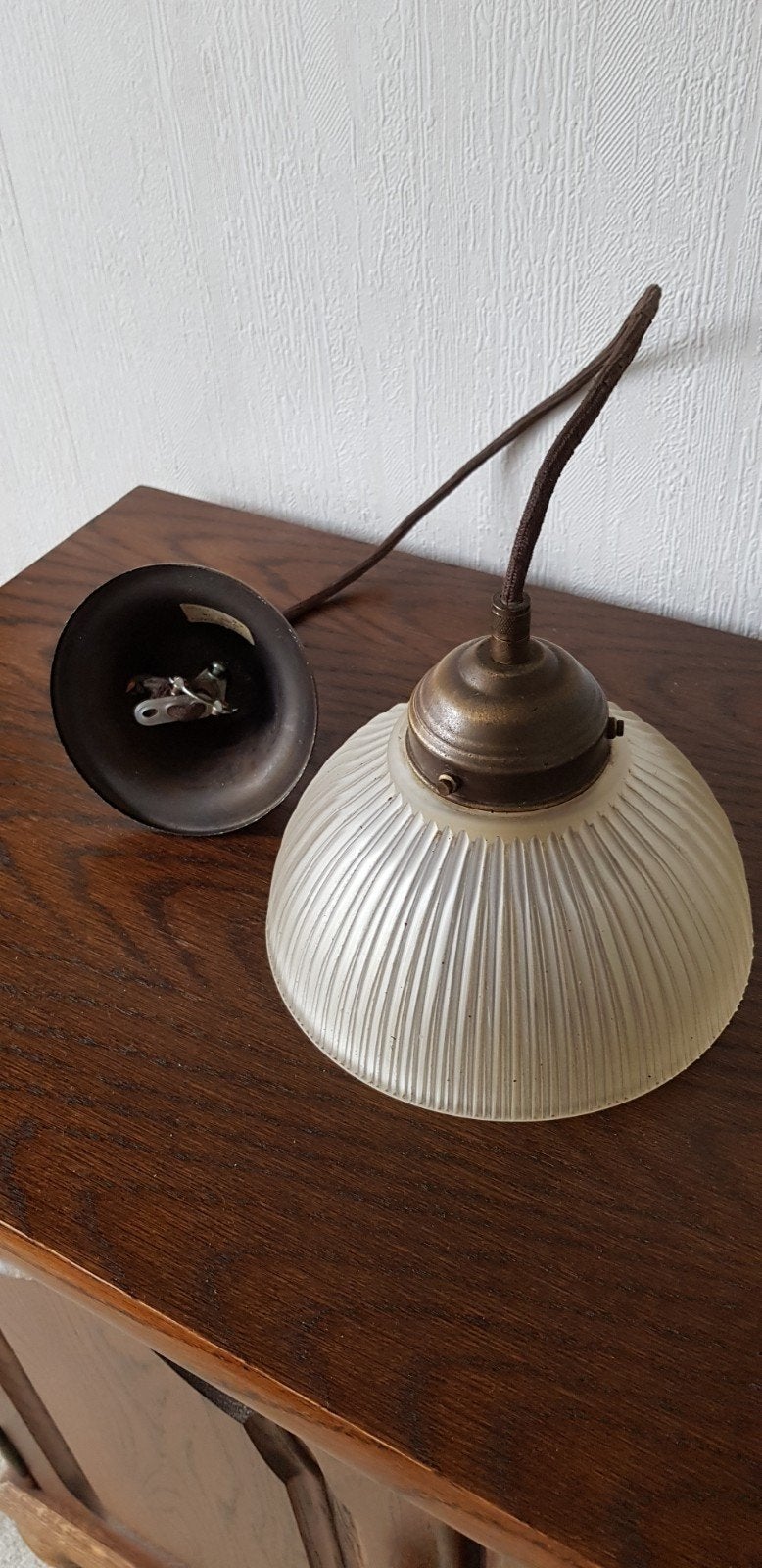 Antiek glazen hallamp, Huis en Inrichting, Lampen | Wandlampen, Verzenden