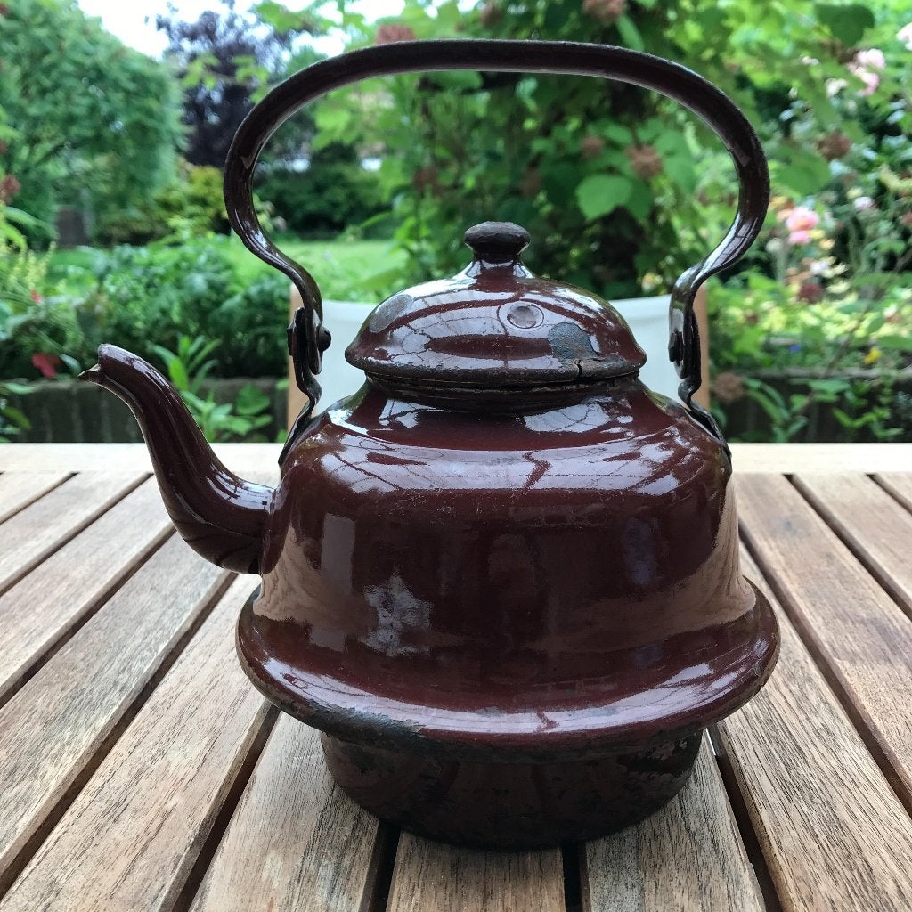 vintage emaille theeketel, vaak aangeduid als zakketel, Ophalen of Verzenden