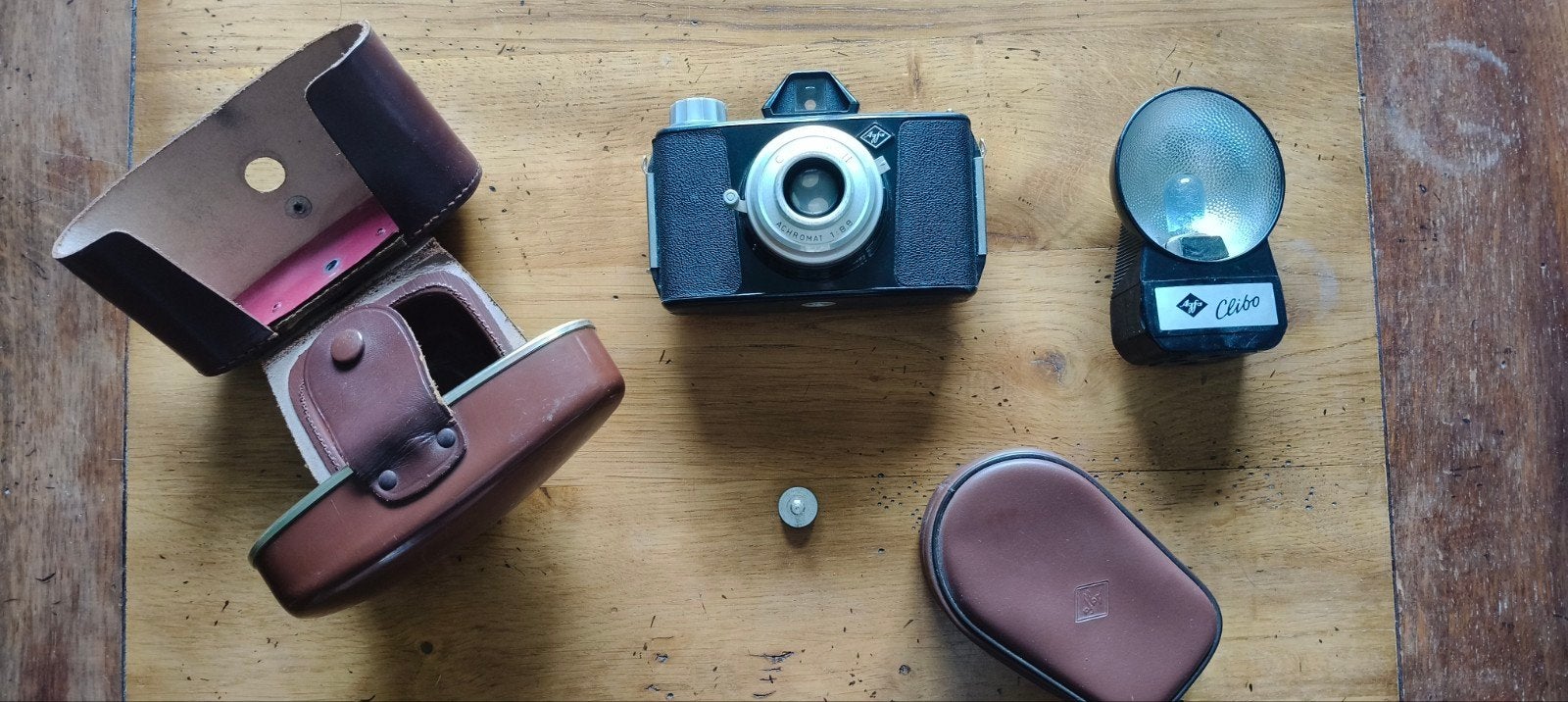 oude Agfa camera + flitser te koop, Ophalen of Verzenden, Gebruikt, Overige Merken