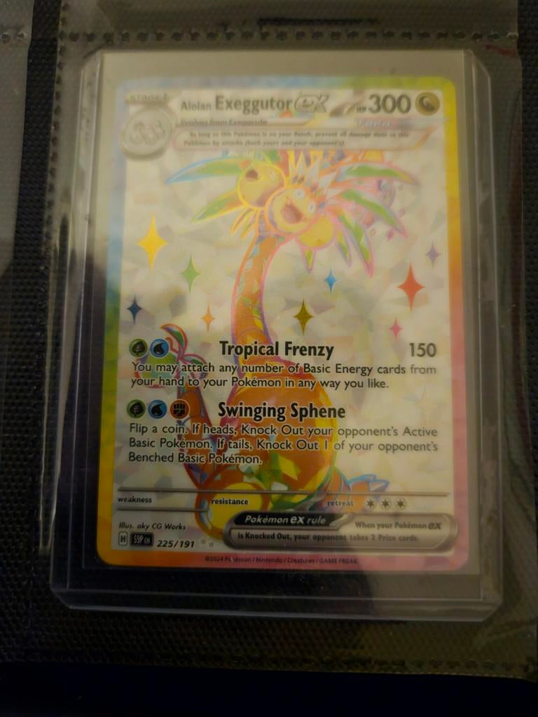 Pokemon Alolan Exeggutor ex 225/191 Surging Sparks, Ophalen of Verzenden, Zo goed als nieuw, Losse kaart, Foil