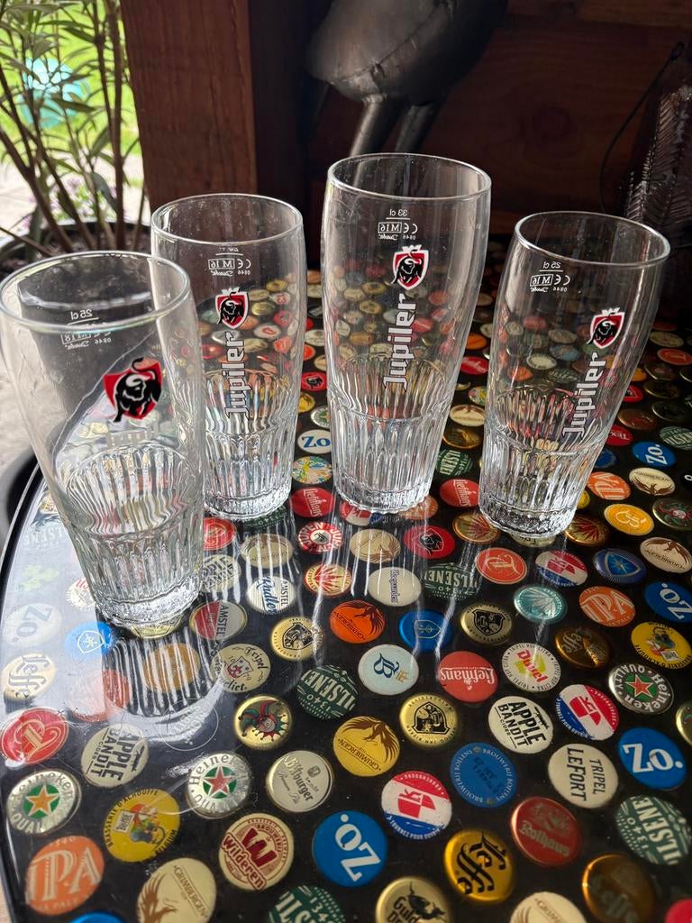 4 jupiler glazen, Ophalen of Verzenden, Zo goed als nieuw, Bierglas