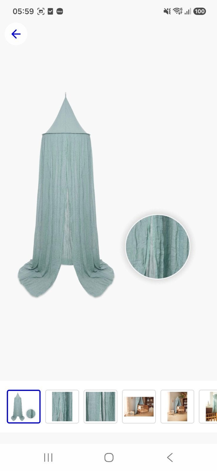 Hemelbed Gordijn Klamboe voor Babykamer - groen, Ophalen, Zo goed als nieuw, Minder dan 140 cm, 70 tot 85 cm
