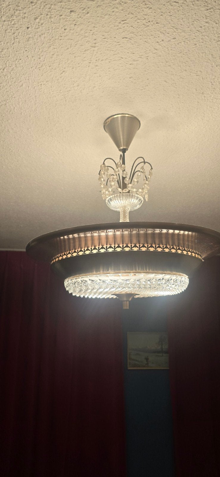 Vintage Plafondlamp Space-age Hollywood Regency, Ophalen, Gebruikt, Vintage, Klassiek, Retro, E27 (groot)