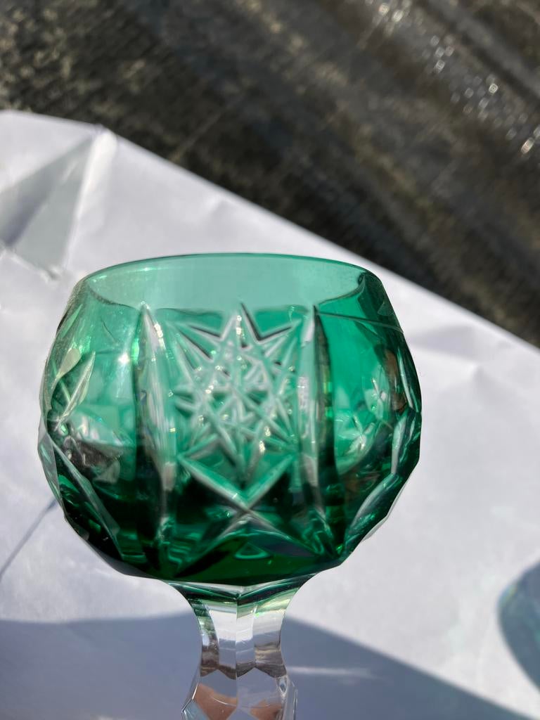 Jaren '70 Nachtmann/Beyer Kristal Groen Wijnglas, Ophalen of Verzenden