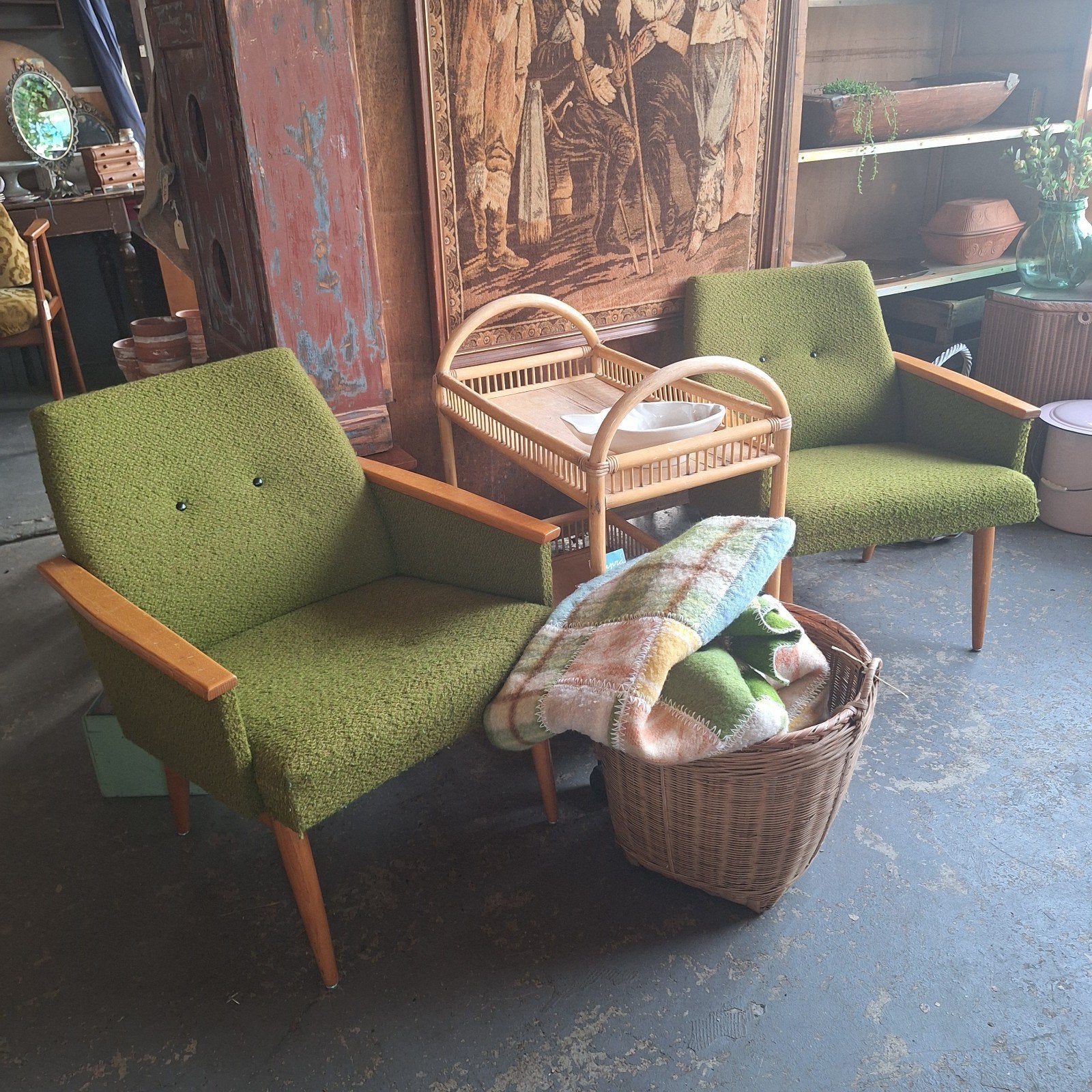 2 Vintage Clubfauteuils - Opknappers, Ophalen, Gebruikt, 75 tot 100 cm, Vintage, Retro