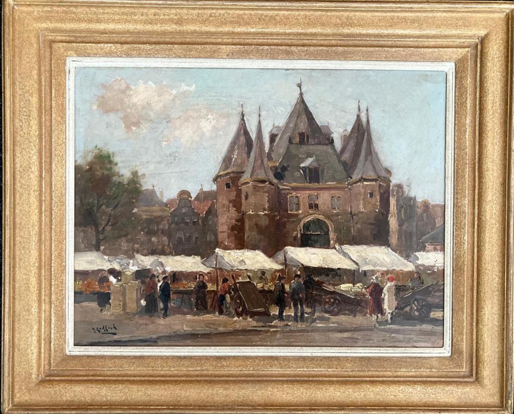 De Waag Amsterdam, Endlich, Jan Knikker, Antiek en Kunst, Kunst | Schilderijen | Klassiek, Ophalen of Verzenden