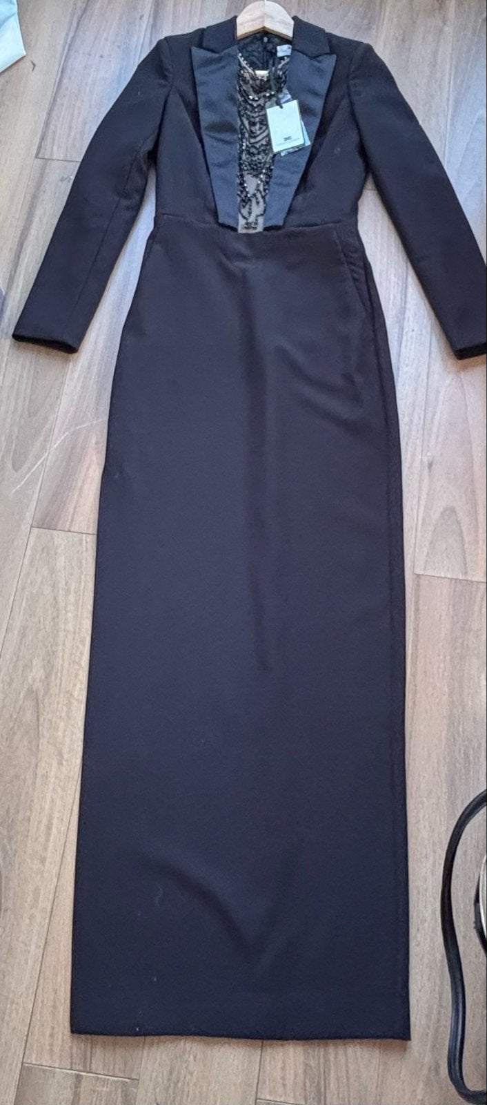 Elisabetta Franchi Avondjurk Zwart met Kralen, Kleding | Dames, Zwart, Nieuw, Ophalen of Verzenden, Maat 36 (S)