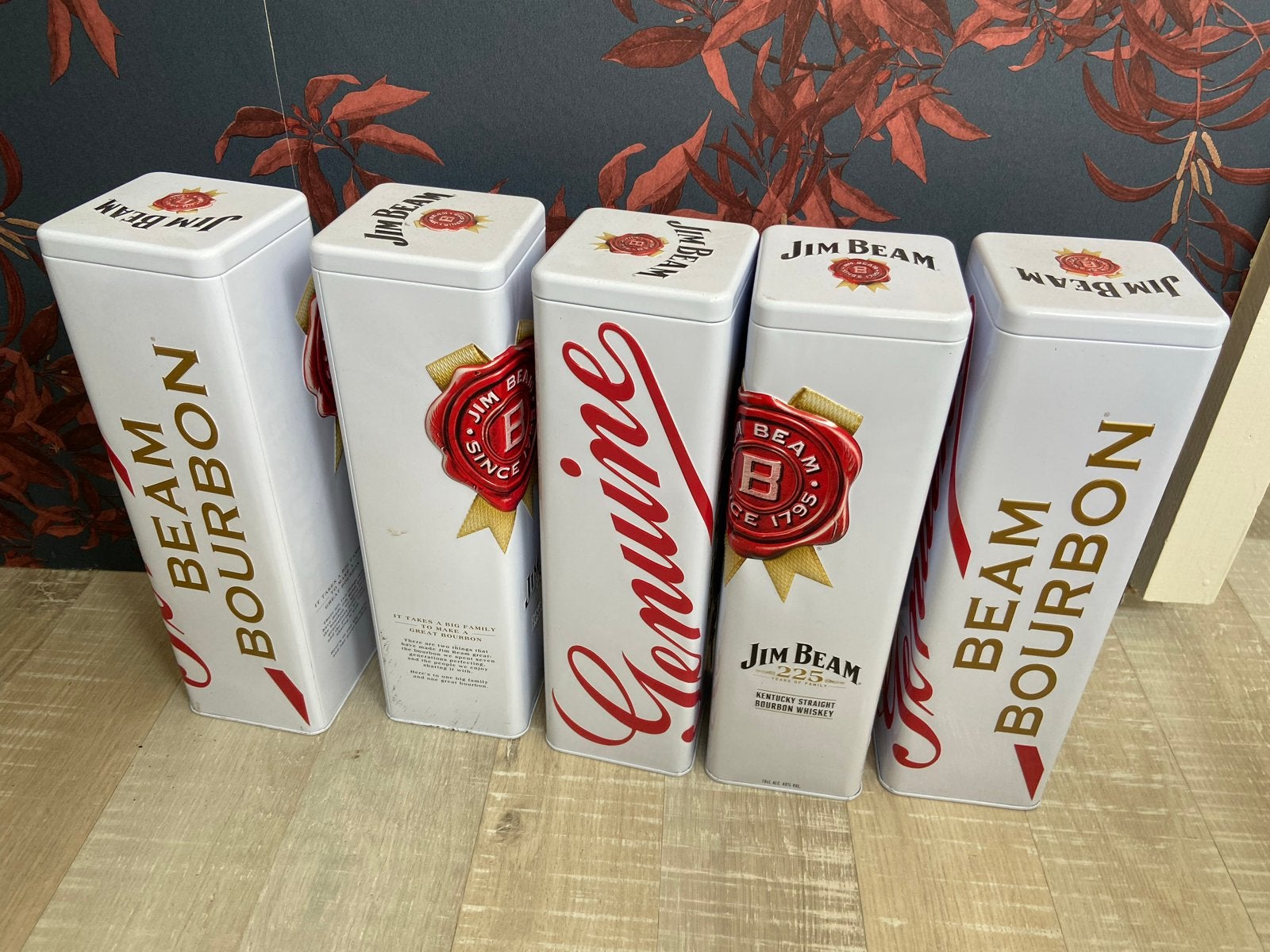 Set van 5 Jim Beam Bourbon blikken - Leeg, Verzamelen, Ophalen, Gebruikt, Overige, Overige merken