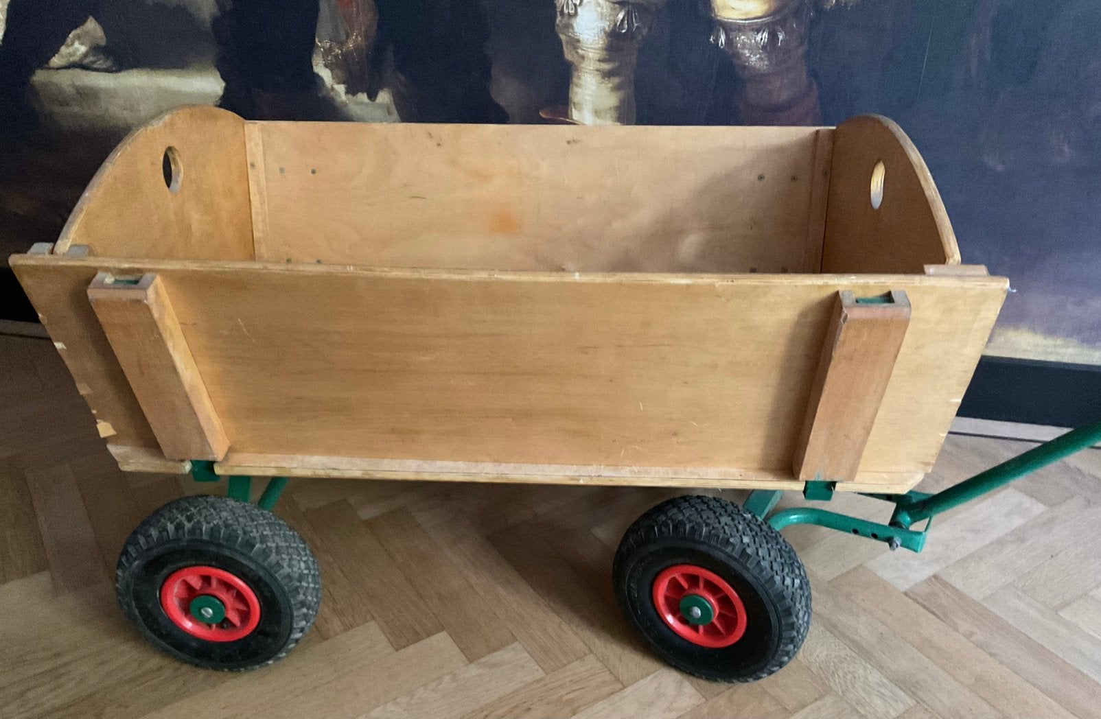 Houten bolderkar met luchtbanden, Caravans en Kamperen, Bolderkarren, Ophalen, Gebruikt
