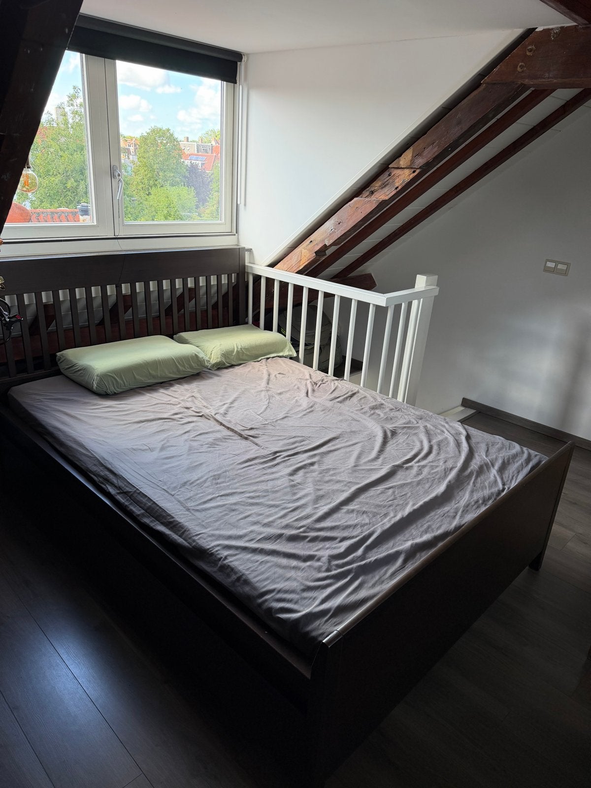 IKEA Brimnes bed met lades - 140x200 cm, Ophalen, Gebruikt, Bruin, Tweepersoons