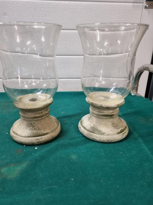 kandelaars windlichten op voet 2x, Ophalen of Verzenden, 'T Olde Gre-j, Info@toldegrej.nl, Endepoelstraat 20f Didam
