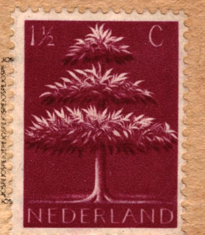 947102 Waarschijnlijk Warmond Zeilboot jr 40 zegel 1 1/2 ct, Ophalen of Verzenden, 1940 tot 1960, Gelopen, Zuid-Holland