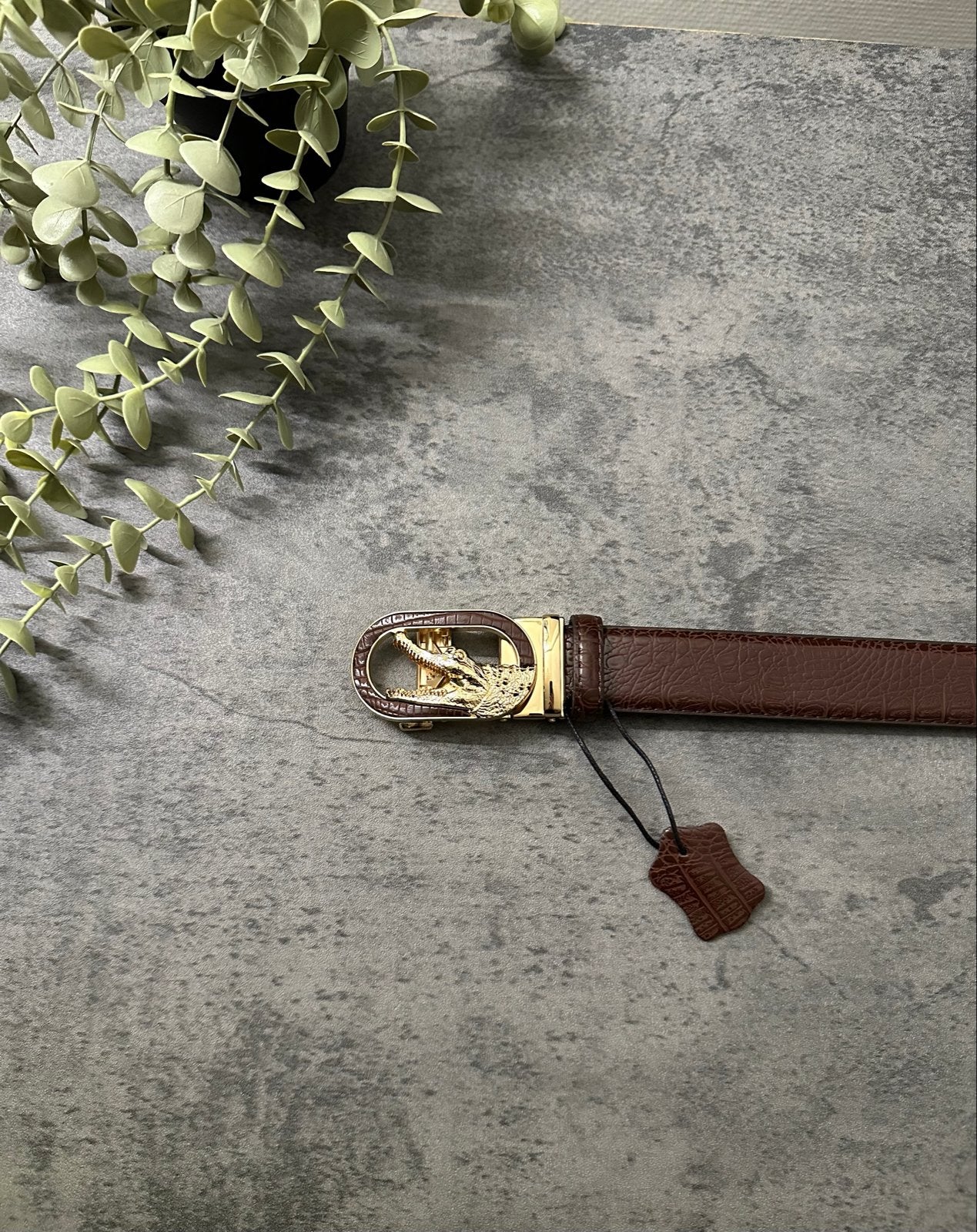 Luxe Lacoste riem met automatische gesp - Bruin/Zwart, Bruin, Verzenden, Echt leder, Nieuw