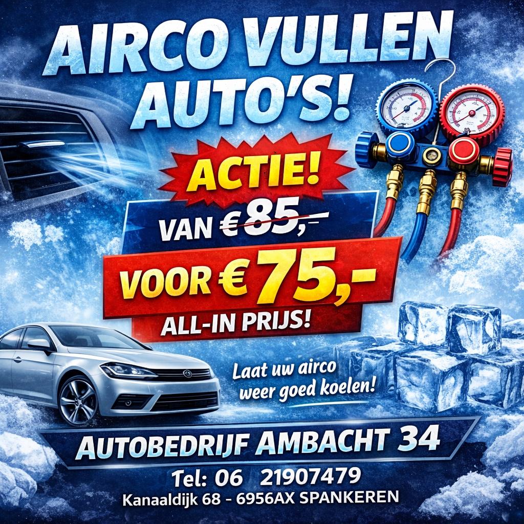 Auto Airco Vullen R134a - Nu voor €75,- (Actie!), Auto-onderdelen, Airco en Verwarming, Ophalen, Nieuw, Universele onderdelen
