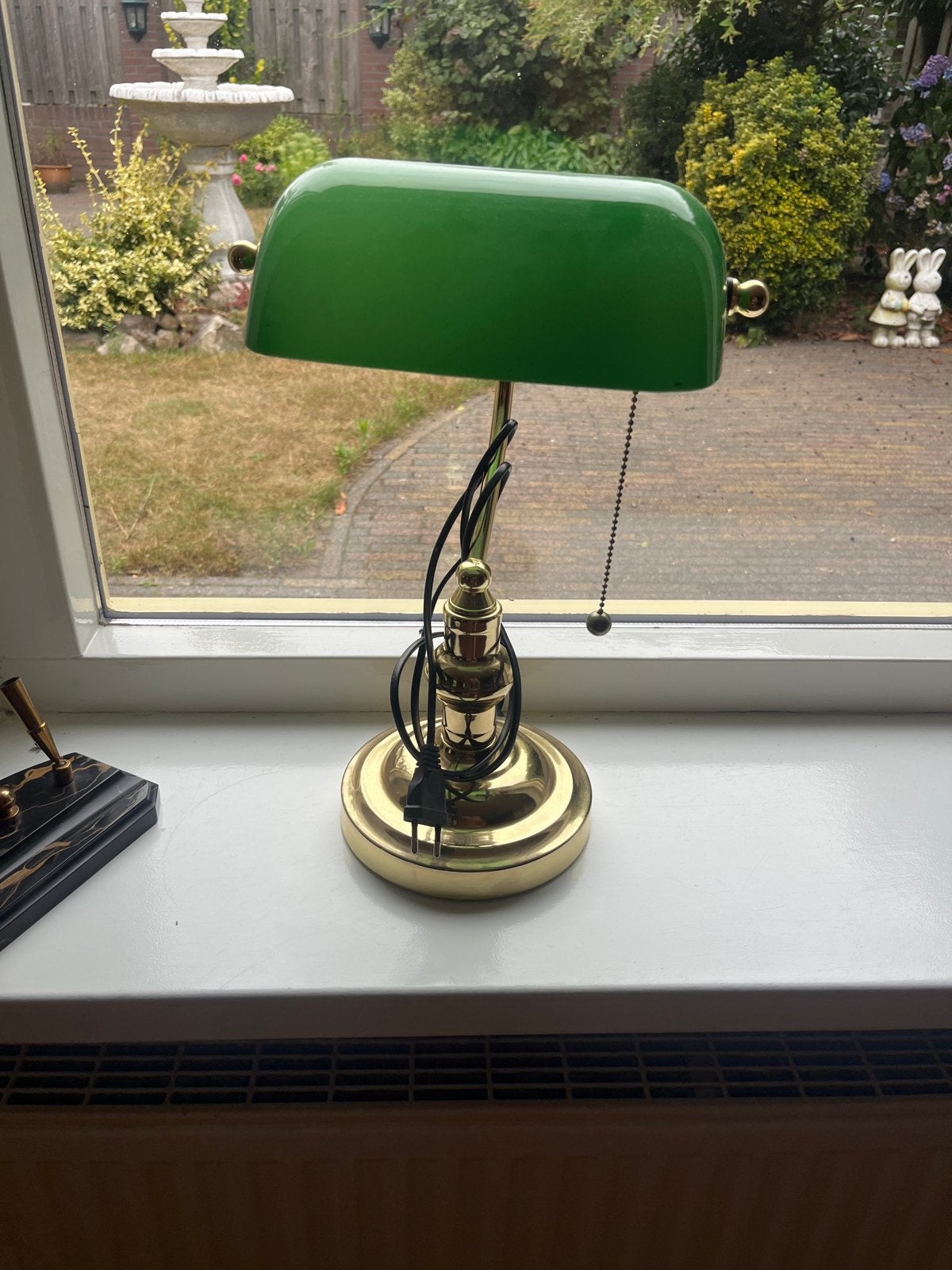 Klassieke bankierslamp met groene kap, Ophalen