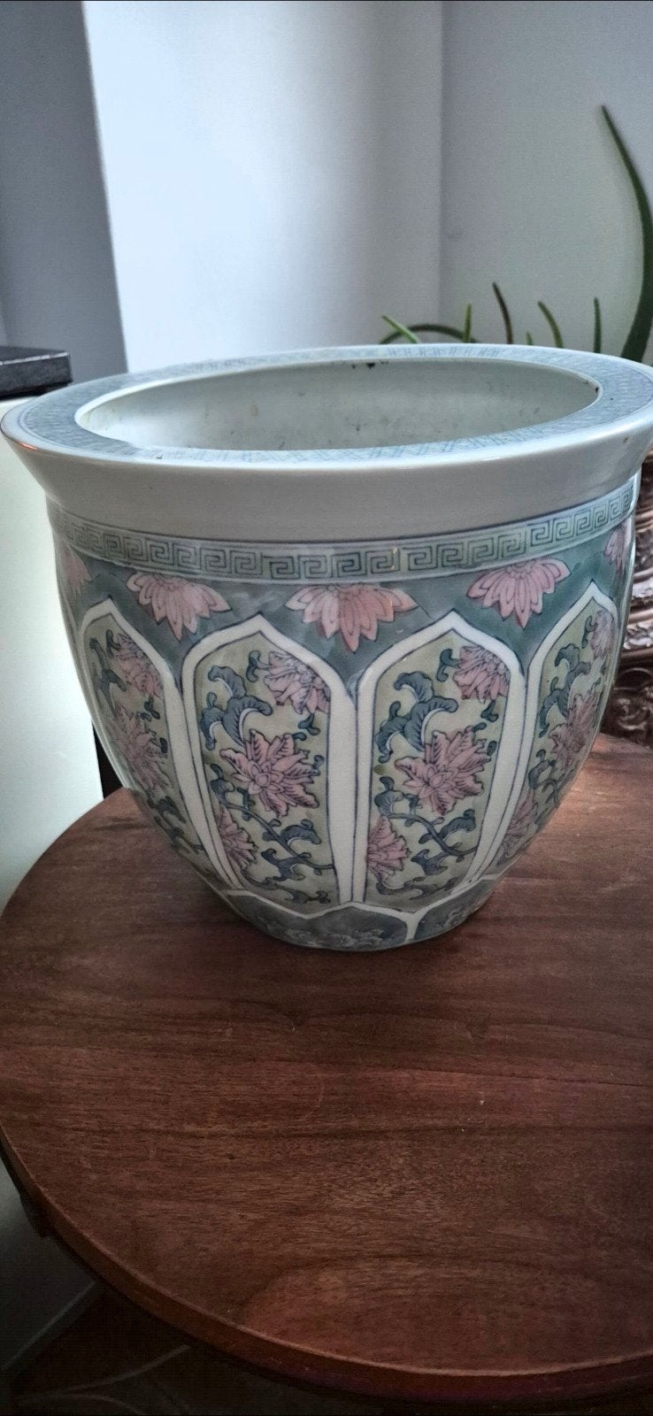 Prachtige Chinese bloempot - Blauw, roze, wit - Ø 31 cm, Ophalen of Verzenden