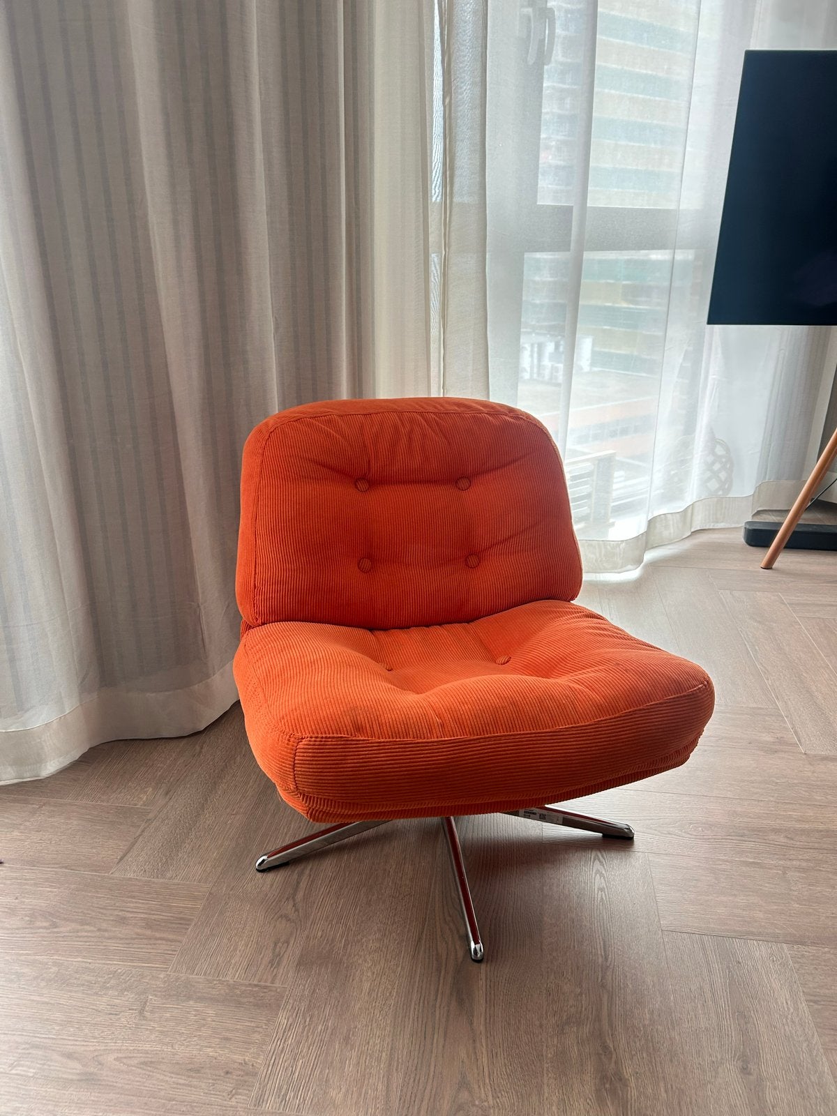 Oranje fauteuil - Ikea DYVLINGE, Ophalen, 75 tot 100 cm, Zo goed als nieuw, Stof