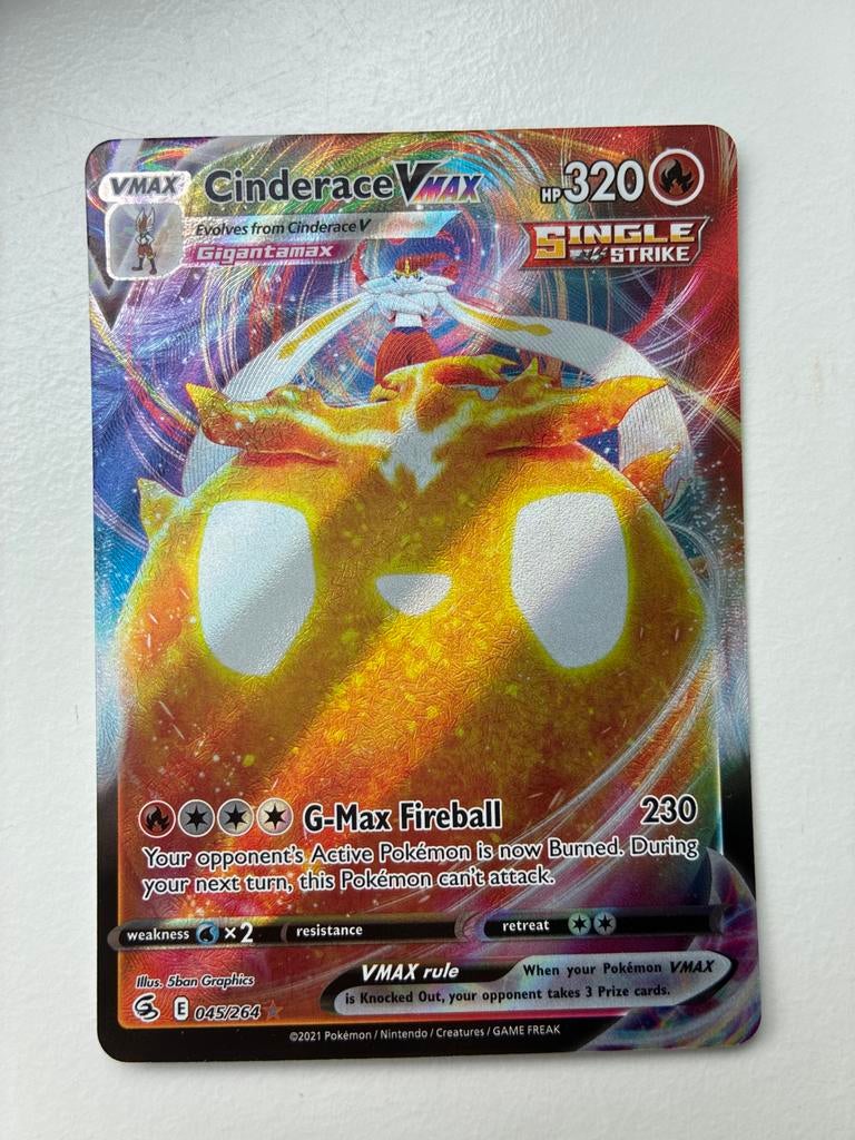 Cinderace VMAX Pokémon Kaart - Single Strike 045/264, Ophalen of Verzenden, Zo goed als nieuw, Losse kaart