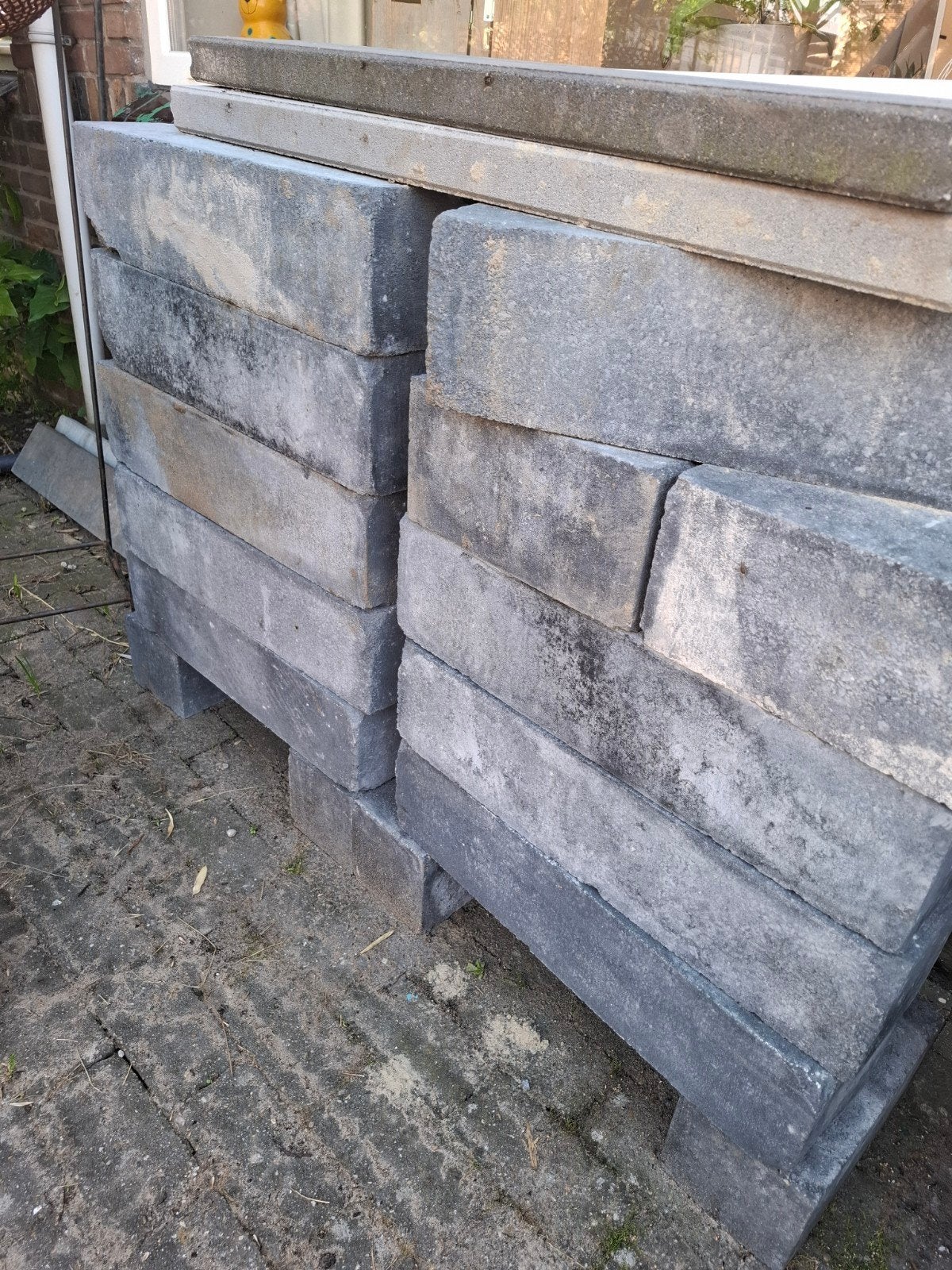 NIEUW, borderblokken getrommelde patioblokken 24 stuks, Ophalen, Nieuw, Beton, Terrastegels