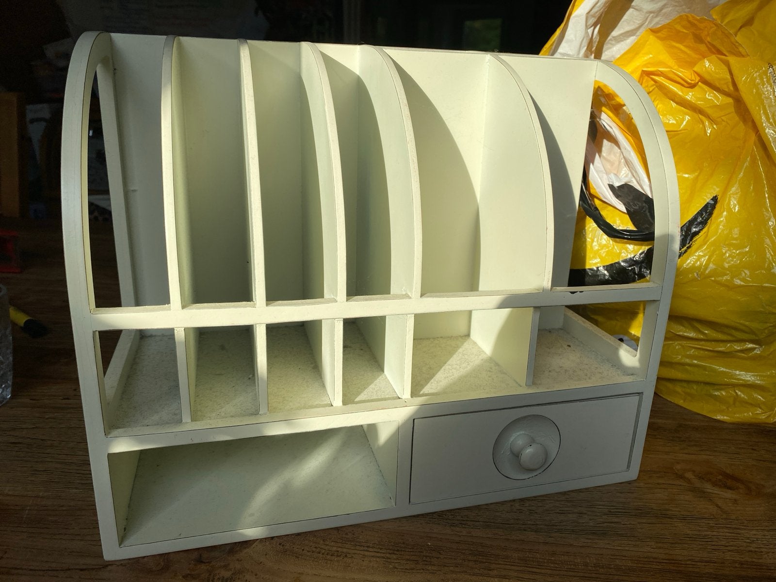 Vintage houten bureau-organizer met lade - GRATIS OPHALEN, Antiek en Kunst, Ophalen