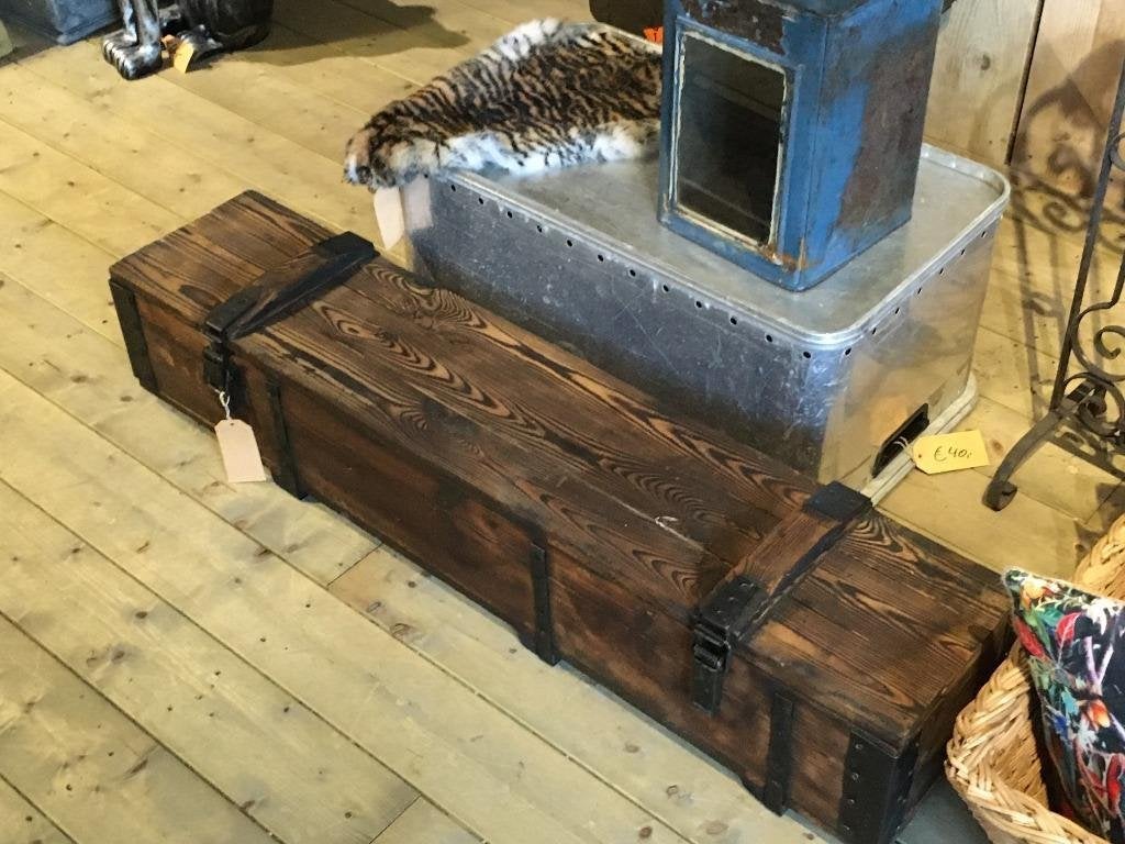 Hele gave gebrande en geborstelde houten legerkisten, Ophalen of Verzenden