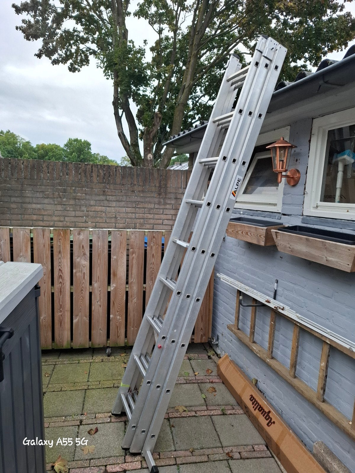 HYMER 3-delige aluminium ladder - 4 meter of meer, Doe-het-zelf en Verbouw, Ophalen, Gebruikt, Ladder, Opvouwbaar of Inschuifbaar