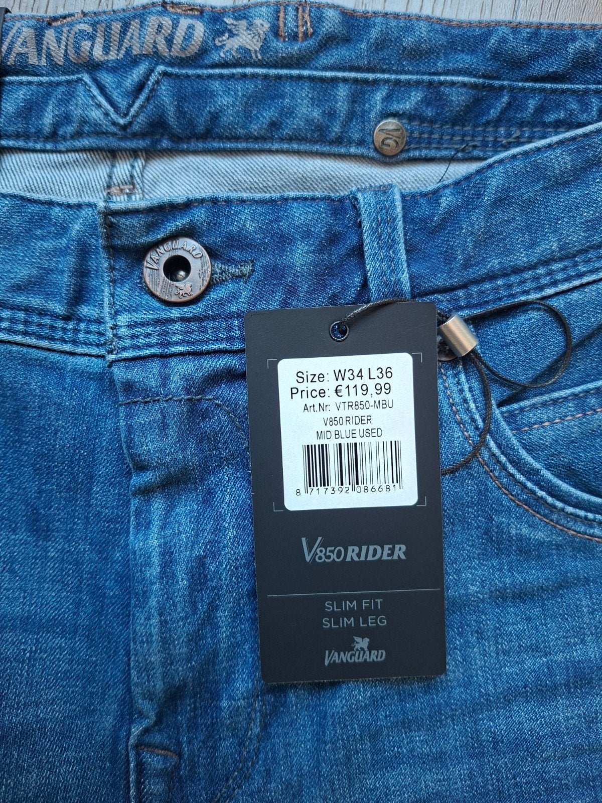 VANGUARD V850 Rider slimfit jeans W34 L36, Blauw, Nieuw, Ophalen of Verzenden, Vanguard