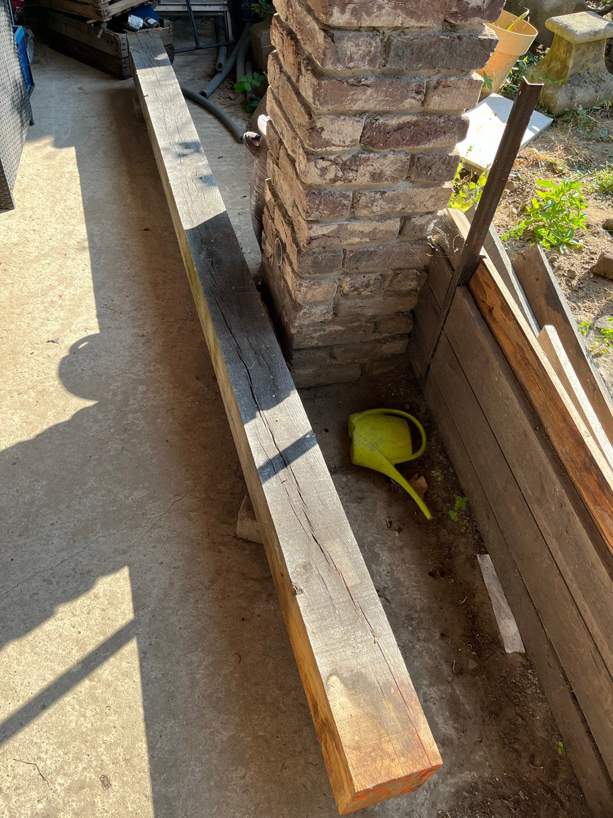 Robuuste eiken  balk  150 mm, lengte 3,15 meter, Ophalen, Gebruikt, Balk, Overige houtsoorten